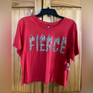 Fierce! Leopard,short-sl. screen oversize T-shirt by electric pink;size large
